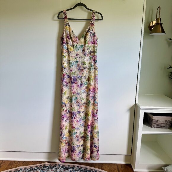 EUC Vera Wang Watercolor Sequins Mermaid Gown 12 - Picture 2 of 7